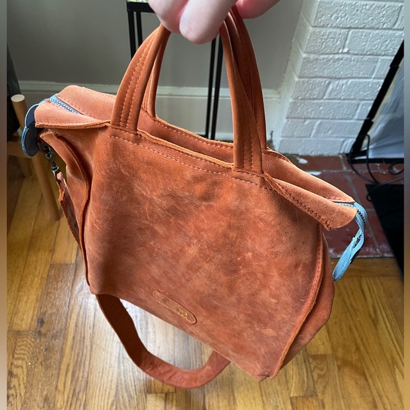 Nana By Sally Geometry Satchel Handbag Genuine Leather - Picture 5 of 13